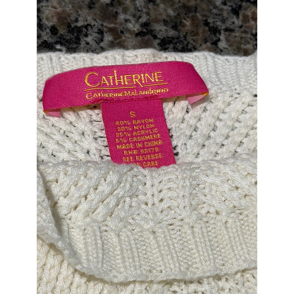 Catherine Malandrino Cream Knit Sleeveless Tunic Sweater Cashmere Blend S - Picture 3 of 6